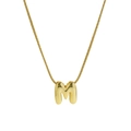 Polished gold stainless steel snake chain necklace with round letter M pendant for women - Necklace - Letter M