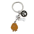 Creative dog keychain set with Pomeranian dog, bone, and paw print metal charms - Brown Pomeranian