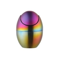 Rainbow gradient egg-shaped mini stainless steel desktop trash can in a sleek metallic finish - AB Color
