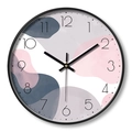 30cm minimalist round wall clock with modern pastel abstract art and black frame - Dial I Black Frame
