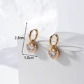Golden hoop earrings with a sparkling heart-shaped clear zircon drop pendant - Gold Hoop with Clear Heart Pendant