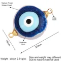 Natural freshwater pearl Evil Eye bead with gold loops for handmade jewelry crafting - Blue Evil Eye (L344501)