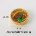 Miniature gold bowl noodle charm with green onions and brown soup for dollhouses - 3cm Gold Bowl-No.15 (No Hook)