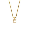 Golden twist chain necklace featuring a white pearl-encrusted letter E pendant charm - Letter E