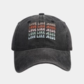 Detail of Love Like Jesus colorful print on washed black cotton baseball cap - Adjustable / Black