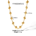 Collar de acero de titanio dorado con cuentas de concha y cadena de 42+5cm largo - Estilo Concha Retorcida (YYN023472-G)