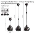 Three-piece black teardrop candle holder set in matte metal finish for home decor - Water Drop Candlestick Set - Gunmetal Black (disassembly Version)