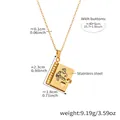 Golden stainless steel book-shaped necklace featuring a father and child heart design - Gold Dad Style (RP022)