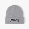 Gorro de punto gris oscuro con bordado METERULE y diseño de doble capa gruesa térmica - Gris Azulado