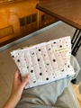 Pink quilted polka dot makeup bag with sheep pattern and bow detail for travel - Cosmetic Bag - Cotton Padded Lamb