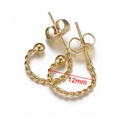 Pendientes de aro en forma de C trenzados de oro de 18k acero inoxidable de 12mm - Dorado-Trenzado-12mm