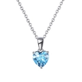 Collier en argent S925 avec pendentif cœur en zircon bleu clair sur chaîne en O - Cœur Pierre Bleu Clair (APN02-3Q)