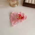 Pink orchid hair claw clip with realistic floral petals and intricate spotted details - Powder Pink Duckbill Clip