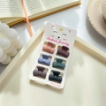 6-piece mini bow hair claws set in matte pastel colors on decorative display card - Bowknot D 2.6cm