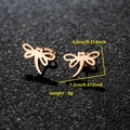 Rose gold dragonfly stud earrings with cutout wings including size and weight measurements - 050 Dragonfly Rose Gold