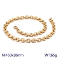 Collar de cadena con eslabones O de acero inoxidable dorado de 10 mm con cierre de langosta - 45cm / Dorado