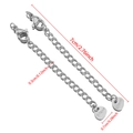 Silver stainless steel extension chain with lobster clasp and heart pendant, 7cm length - Triangle / Steel