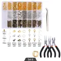 DIY jewelry making kit with lobster clasps, hooks, and pliers in a storage case - Set 6
