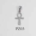 Polished silver stainless steel Ankh cross pendant with life symbol for jewelry making - PZ03-Ankh Cross / Steel