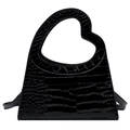Sac à main noir à motif crocodile avec poignée évidée en forme de cœur élégante - Noir