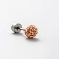 Titanium steel cartilage stud earring with orange rhinestone sphere and screw back ball - Champagne (Single)