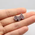 Pink rhinestone scottie dog charm accessory for DIY bracelets and jewelry - 8MM Dog - Pink