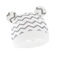 Newborn baby knot beanie with grey zigzag print and cute bear ears in white cotton - Brown Chevron Beanie with Ears