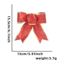 Fiocco di Natale rosso scintillante con bordo dorato, 15,5 x 15 cm per albero - Fiocco Rosso 15cm a Tre Anelli