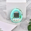 Mint green electronic virtual pet game machine keychain with four white buttons - Cactus/Green