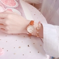 Brown leather strap watch with cat ear case and matching star moon charm bracelet - Brown + Star Moon Bracelet