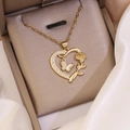 Detail von 18K Gold Herzanhänger mit Opal-Schmetterling und Rose in Geschenkbox - 3# Schalenweißer Schmetterling