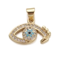 Gold plated evil eye charm pendant with blue and turquoise stones for DIY jewelry - DBN156-03 Flower Eye Pendant