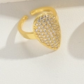 Adjustable golden ring featuring a pear-shaped zircon paved heart design for women - Adjustable Open / Waterdrop Style