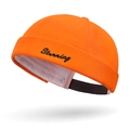 Orangefarbene Docker-Mütze mit Stunning-Stickerei und Rollrand für modischen Streetstyle - Verstellbar / Orange
