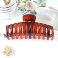 Large tortoiseshell amber claw clip with vintage resin pattern for hair styling - Amber Red