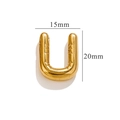 Polished gold U-shaped bubble initial pendant with textured finish, size 15mm by 20mm - Gold U