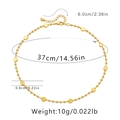 Detailed view of 18K gold-plated beaded necklace with size measurements in centimeters - KN0174-2/Polished Round Disc Bead Chain