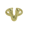 Polierter 18k goldener klobiger Bubble-Ring mit fließender U-Form und verstellbarem Band - Buchstabe V / Gold