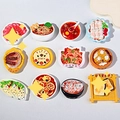 Collezione di calamite alimentari 3D in resina con disegni di pizza e tagliatelle - Con magnete nero / Misto