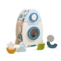 Giocattolo a razzo impilabile in legno per bambini con blocchi di stelle e luna blu e bianco - Razzo 5 in 1