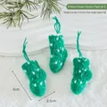Three-pack of mini green knitted Christmas stocking ornaments for holiday tree decor - Knitted Style (Green Sock)