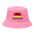 Pink unisex bucket hat with Germany flag graphic and Deutschland text for sun protection - M / 8# Brushstroke Flag + Deutschland - Barbie Pink