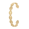 Elegant gold open bangle with repeating devil's eye charms made of polished titanium steel - Y546-1 Gold Evil Eye