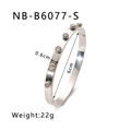 Close-up of a silver plated bangle with inlaid round zircons showing dimensions and weight - 18K Gold / Silver (NB-B6077-S)
