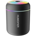 Humidificador portátil negro mate con luz LED de colores y diseño cilíndrico moderno - Nuevo Estilo / Negro