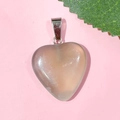 Pendentif coeur en cristal naturel 20mm avec bélière argentée et texture rose - 39-Agate Grise