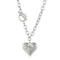 Collier punk argenté avec chaîne épaisse, pendentif cœur et fermoir à bascule OT - Collier Couleur Acier (KN87140-Z)