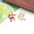 Christmas Santa Claus enamel charm with KC gold plating and white rhinestones for DIY jewelry - 1Pc Enamel Santa Claus Charm - 23x22mm