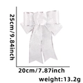 Sparkly silver glitter Christmas bow ornament 25cm for holiday tree decoration - Silver