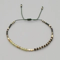 Bohemian handmade bracelet with green natural stones and adjustable braided cord - Peridot Smoky Quartz Mixed